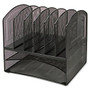 Lorell Horizontal Vertical Mesh Desk Organizer - 8 Compartment(s) - Black - Steel - 1Each