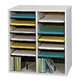 Safco; Adjustable Wood Literature Organizer, 20 inch;H x 19 1/2 inch;W x 11 3/4 inch;D, 16 Compartments, Gray