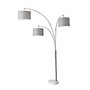 Adesso; Bowery 3-Arm Arc Floor Lamp, 83 inch;H, Gray Shade/White Base