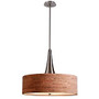 Kenroy Bulletin 3-Light Hanging Pendant, 17 inch;H, Natural Cork Shade/Brushed Steel Finish