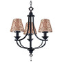 Kenroy Home Belmont Outdoor Chandelier, 23 inch;H, Leaf Print And Taupe Shades/Bronze Finish