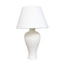 Simple Designs Curvy Ceramic Table Lamp, 19 1/2 inch;H, White Shade/White Base