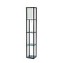 Simple Designs Etagere Organizer Floor Lamp, 63 3/8 inch;H, Linen Shade/Black Base