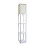 Simple Designs Etagere Organizer Floor Lamp, 63 3/8 inch;H, Linen Shade/White Base