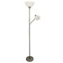 Simple Designs Floor Lamp With Reading Light, 71 1/2 inch;H, Clear Shade/Silver Base