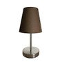 Simple Designs Mini Basic Table Lamp, 10 inch;, Brown Shade/Sand Nickel Base