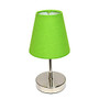 Simple Designs Mini Basic Table Lamp, 10 inch;, Green Shade/Sand Nickel Base