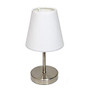 Simple Designs Mini Basic Table Lamp, 10 inch;, White Shade/Sand Nickel Base