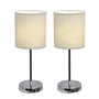 Simple Designs Mini Basic Table Lamps, 11 7/8 inch;H, White Shade/Chrome Base, Set Of 2