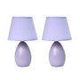 Simple Designs Mini Egg Table Lamps, 9 1/2 inch;H, Purple Shade/Purple Base, Set Of 2