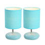 Simple Designs Stonies Bedside Table Lamps, 10 5/8 inch;H, Blue Shade/Blue Base, Set Of 2