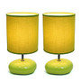 Simple Designs Stonies Bedside Table Lamps, 10 5/8 inch;H, Green Shade/Green Base, Set Of 2