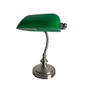 Simple Designs Traditional Mini Banker's Desk Lamp, 9 7/8 inch;H, Green Shade/Brushed Nickel Base