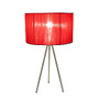 Simple Designs Tripod Table Lamp, 19 3/4 inch;H, Red Shade/Brushed Nickel Base