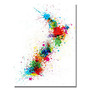 Trademark Global New Zealand Paint Splashes Map Gallery-Wrapped Canvas Print By Michael Tompsett, 22 inch;H x 32 inch;W