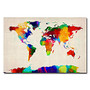 Trademark Global Sponge Painting World Map Gallery-Wrapped Canvas Print By Michael Tompsett, 22 inch;H x 32 inch;W