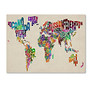 Trademark Global Typography World Map II Gallery-Wrapped Canvas Print By Michael Tompsett, 22 inch;H x 32 inch;W