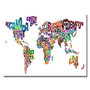 Trademark Global Typography World Map III Gallery-Wrapped Canvas Print By Michael Tompsett, 22 inch;H x 32 inch;W