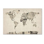 Trademark Global Vintage Postcards World Map Gallery-Wrapped Canvas Print By Michael Tompsett, 22&rdquo;H x 32&rdquo;W