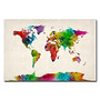 Trademark Global Watercolor World Map II Gallery-Wrapped Canvas Print By Michael Tompsett, 30 inch;H x 47 inch;W