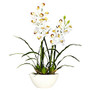 Nearly Natural 30 inch;H Silk Cymbidium Flower Arrangement With Vase