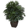 Nearly Natural 35 inch;H Silk Double Bamboo Palm Tree With Planter