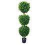 Pure Garden 60 inch;H Rubber Hedyotis Triple Ball Topiary Tree With Pot, 60 inch;H x 15 inch;W x 15 inch;D, Black/Green