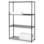 Lorell; 4-Tier Industrial Wire Steel Starter Shelving Unit, 4 Shelves/4 Posts, 72 inch;H x 36 inch;W x 18 inch;D, Black