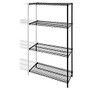 Lorell; 4-Tier Wire Rack With Shelves, Add-On Unit, 72 inch;H x 48 inch;W x 18 inch;D, Black