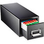 MMF Card File Drawer - 1500 x Card File - 1 Compartment(s) - 1 Drawer(s) - 6.1 inch; Height x 7.8 inch; Width x 16 inch; Depth - Recycled - Black - Steel, Rubber - 1Each