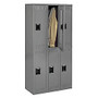 Tennsco Double-Tier Locker, 3 Wide, 72 inch;H x 36 inch;W x 18 inch;D, Medium Gray