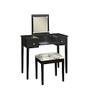 Linon Vanity Set With Butterfly Bench, 30 inch;H x 36 inch;W x 18 inch;D, Black