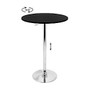 LumiSource Adjustable Bar Table, 41 inch;H x 23 1/2 inch;W x 23 1/2 inch;D, Silver/Black