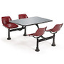 OFM Cluster Table And 4-Chair Set, 29 inch;H x 71 inch;W x 48 inch;D, Maroon/Stainless Steel