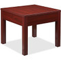 Lorell Occasional Corner Table - Square Top - Square Leg Base - 24 inch; Table Top Length x 24 inch; Table Top Width x 1 inch; Table Top Thickness - 20 inch; Height x 23.88 inch; Width x 23.88 inch; Depth - Assembly Required - Mahogany, Melamine