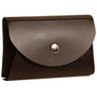 JAM Paper; Leather Business Card Case, Round Flap, 2 1/4 inch; x 3 1/2 inch; x 3/4 inch;, Dark Brown
