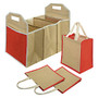 Global; Car Storage Organizer With 3 Grocery Totes, 24 inch;H x 12 1/4 inch;W x 16 inch;D, Natural