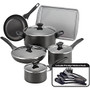 Farberware 15-Piece Cookware Set, Black