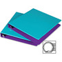 Samsill Fashion Two-tone Round Ring Binders - 1 inch; Binder Capacity - Letter - 8 1/2 inch; x 11 inch; Sheet Size - Round Ring Fastener - 2 Internal Pocket(s) - Polypropylene - Turquoise, Purple - Recycled - 2 / Pack