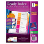 Avery; Ready Index; 30% Recycled Table Of Contents Dividers, 1-5 Tab, Multicolor, Pack Of 6 Sets