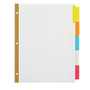 Office Wagon; Brand Insertable Dividers With Big Tabs, White, Assorted Colors, 5-Tab