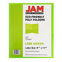 JAM Paper; 2-Pocket Biodegradable School Folders, 9 1/2 inch; x 11 1/2 inch;, 1 inch; Capacity, Lime Green, Pack Of 6