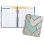 inkWELL Press; AT-A-GLANCE; LiveWELL Planner&trade;, Monthly, 7 inch; x 9 inch;, Wood Chevron, Teal/Gray, January to December 2017