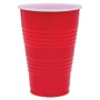 Genuine Joe Plastic Party Cups, 16 Oz, Red, Pack Of 50