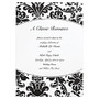 Custom Printed Premium Invitations, 7 3/4 inch; x 5 1/2 inch;, Black Damask, Flat, White Matte, Box Of 25