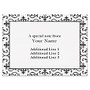 Custom Printed Stationery Note Cards, Black Ornate Frame, Folded, 4 7/8 inch; x 3 1/2 inch;, White Matte, Box Of 25