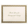 Custom Printed Stationery Note Cards, Gold Flourish Frame, Folded, 4 7/8 inch; x 3 1/2 inch;, Ecru Matte, Box Of 25