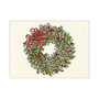 Personalized Holiday Cards With Envelopes, Red Ribbon Wreath, 30% Recycled, 7 7/8 inch; x 5 5/8 inch;, Box Of 25