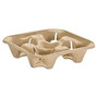 Chinet StrongHolder 4-Cup Tray, 1 3/4 inch;H x 8 1/2 inch;W x 8 1/2 inch;D, Beige