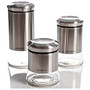 Mr. Coffee Gear 3 Piece Glass Canister Set, Stainless Steel